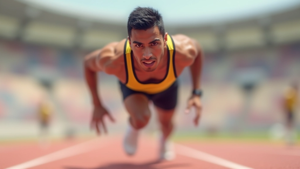 عدّاء يعبر خط النهاية بتقنية صحيحة مع ميل الصدر الصحيح